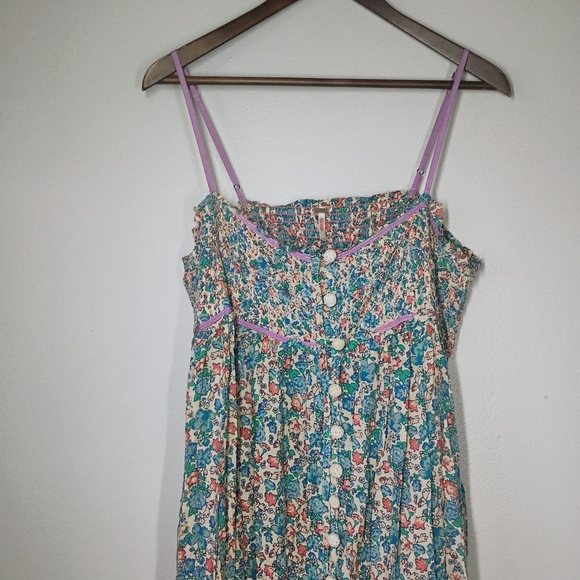 Free People Molly Jo Floral Midi Dress Large Cottagecore Prairie Womens Large - Picture 4 of 16